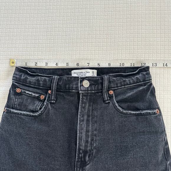 Abercrombie & Fitch Dark Grey Women Denim Ankle Straight High Rise Size 25 /0 - Picture 4 of 11